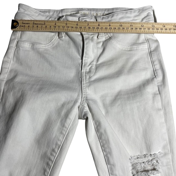 American Eagle Outfitters Womens White Skinny Jeans Distressed Ripped Size 4 - Picture 6 of 7